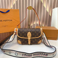 LV Diane Monogram Canvas Crossbody Bag with Embroidered Adjustable Strap (23 x 10 x 15) cm
