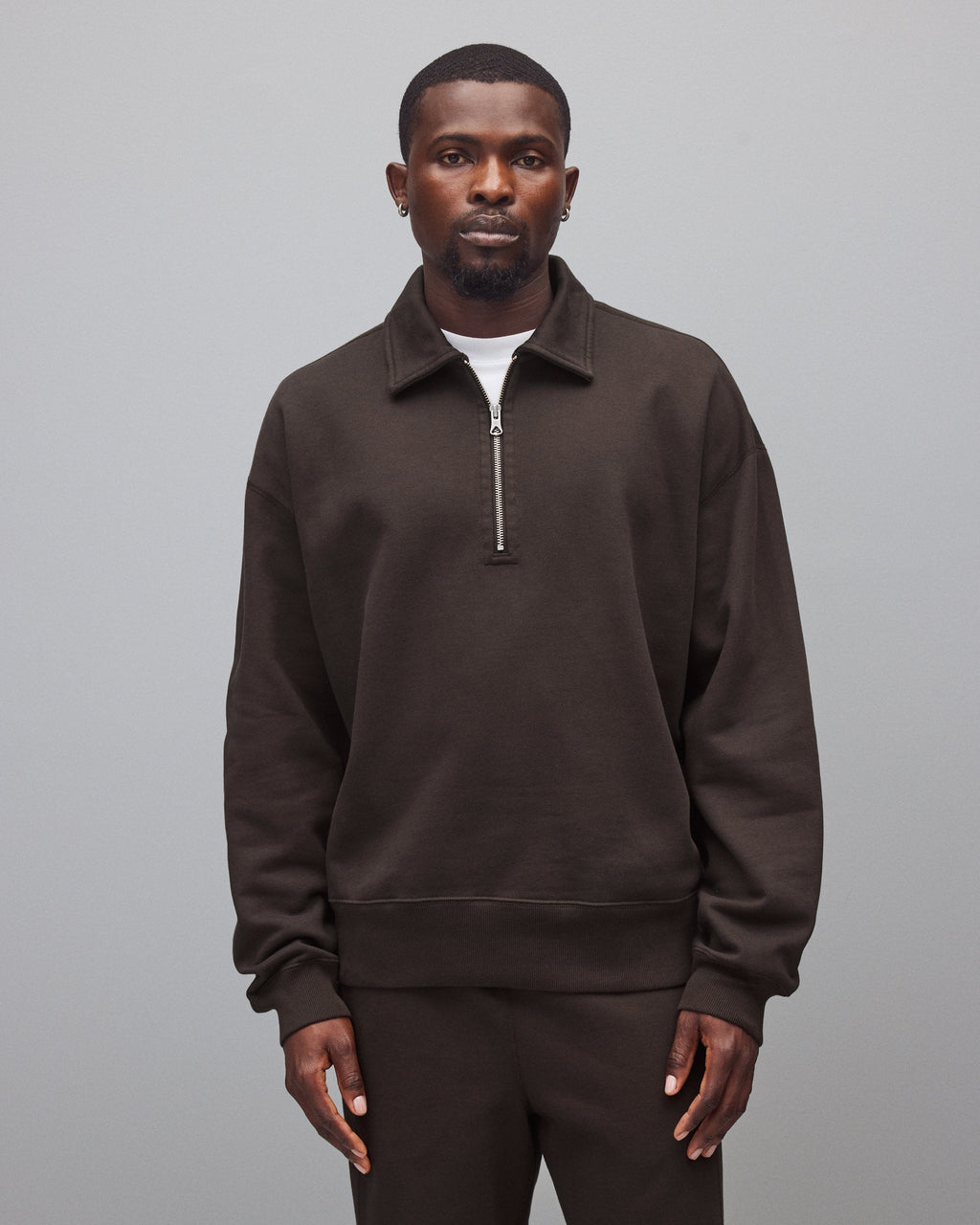 Brushed Fleece Relaxed Half Zip Sweatshirt