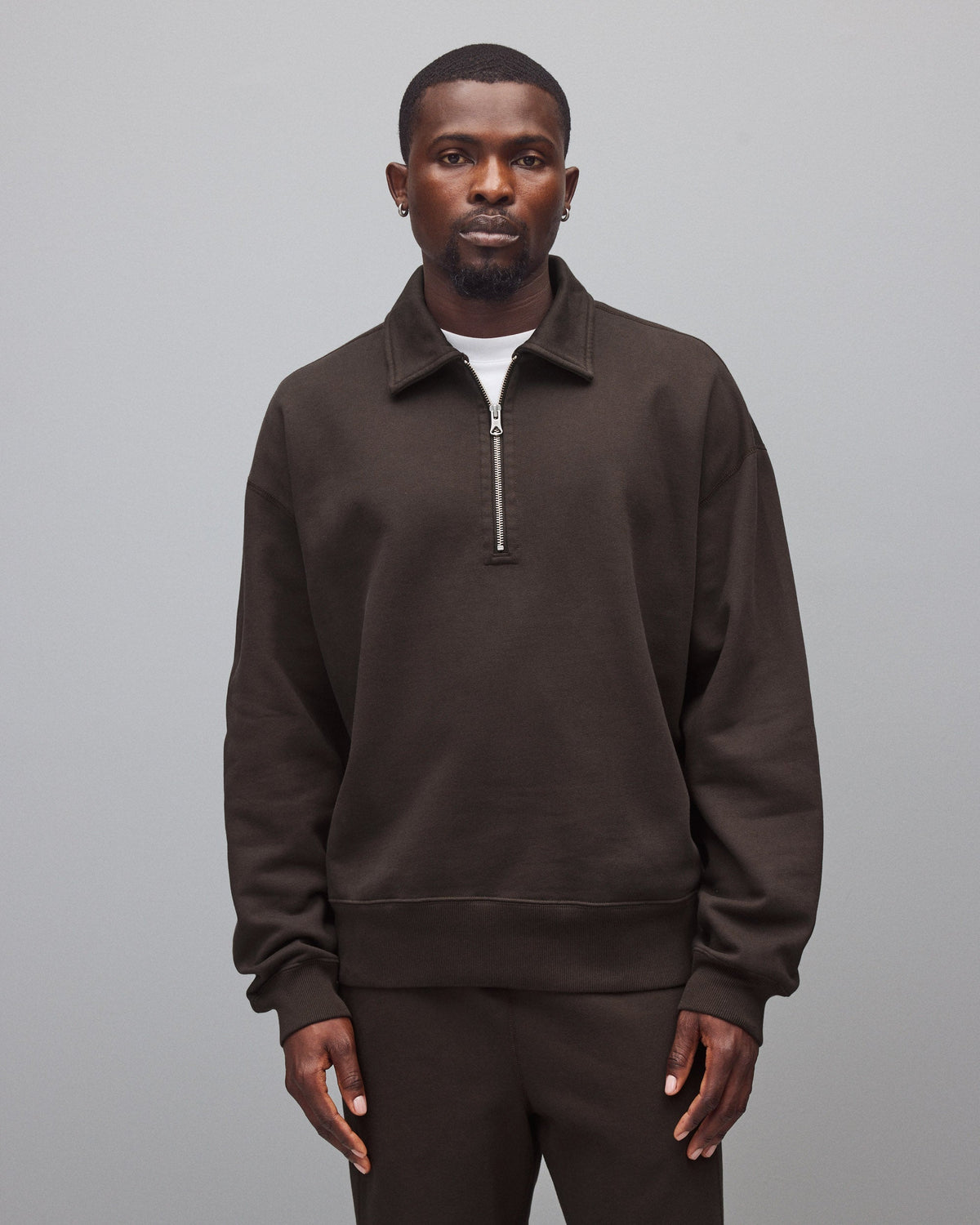 Brushed Fleece Relaxed Half Zip Sweatshirt