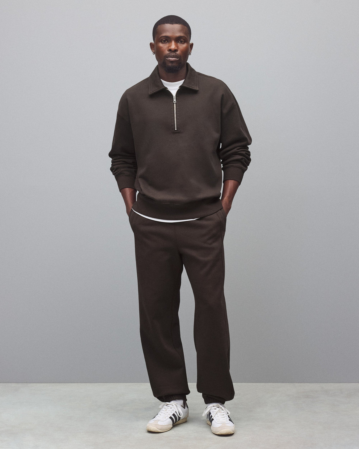Brushed Fleece Relaxed Half Zip Sweatshirt